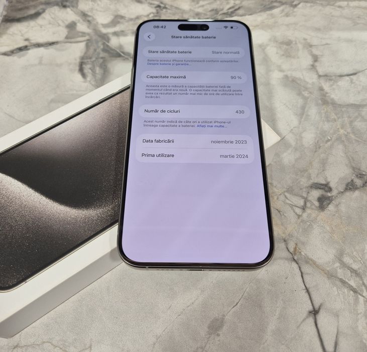 iPhone 15 Pro Max 512GB. ca NOU !! 90% Bateria