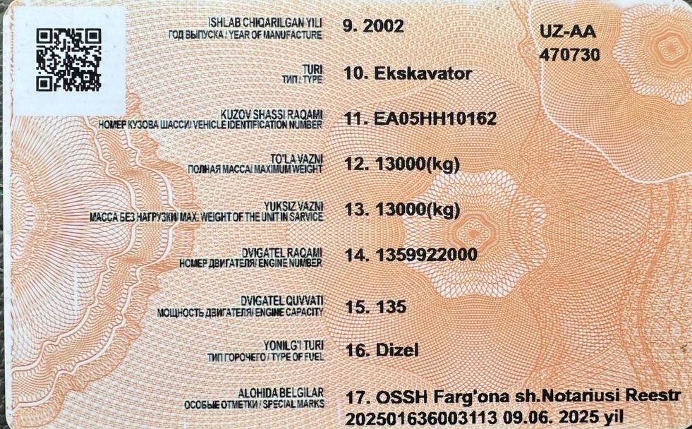 Экскаватор сотилади холати яхши холатда ишлаб турипти