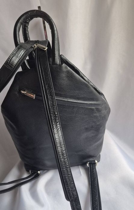 Geanta  piele naturala negru/rucsac