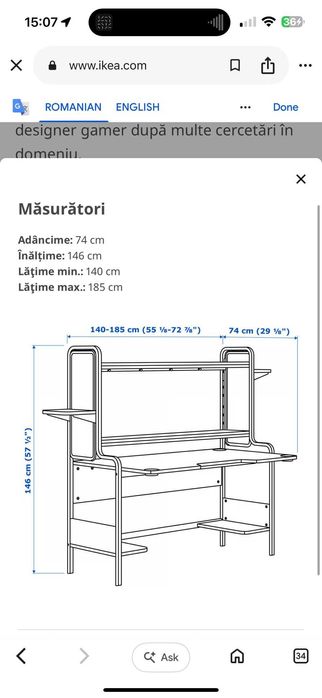 Birou Ikea Fredde Gaming