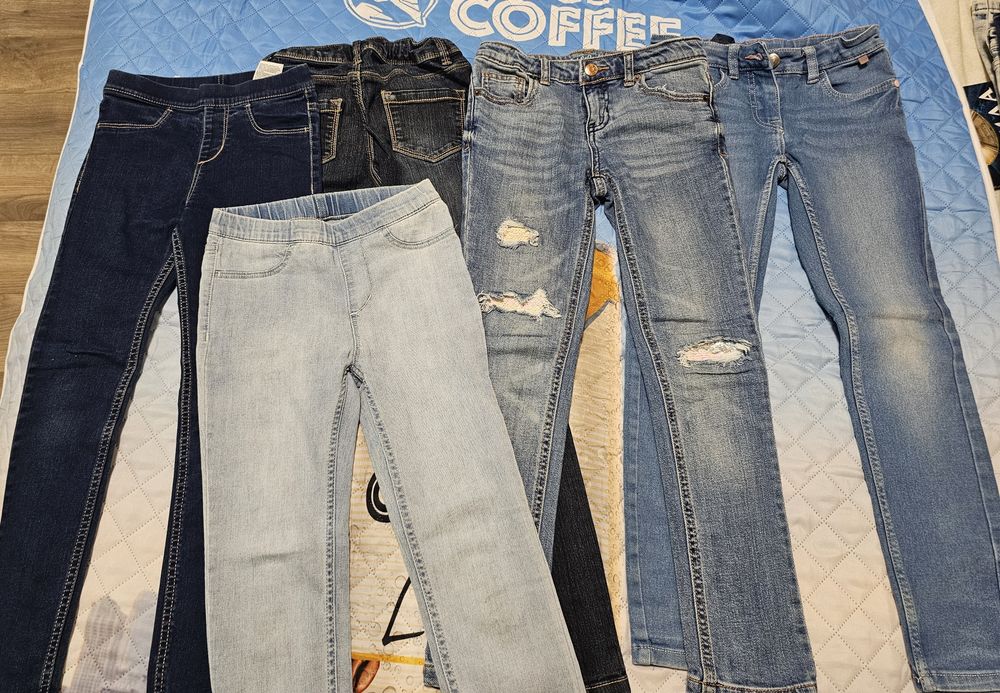 Лот 5 чифта слим фит дънки за момиче 128-134 6-8г