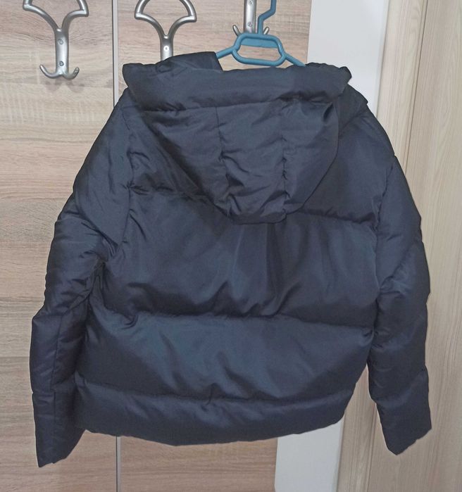 Geaca toamna/iarna femei cu gluga, marime L/40, albastru inchis, noua