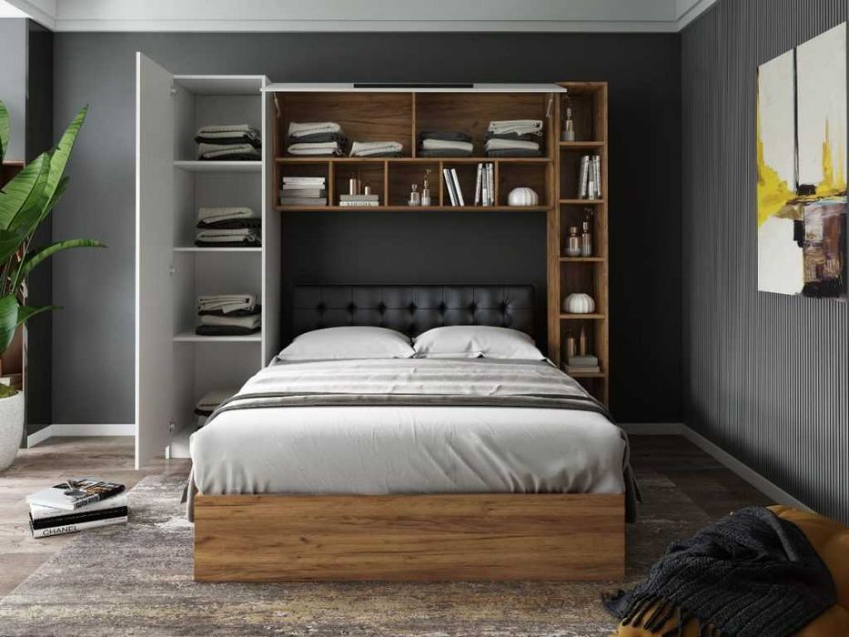 Set Dormitor Timea 2.33m cu pat tapitat Wenge incadrat