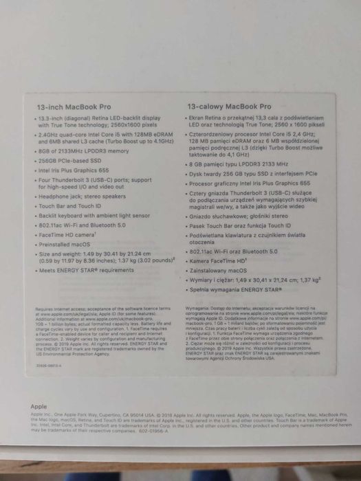 Apple MacBook Pro 13-inch, 2019 Space Gray 256GB