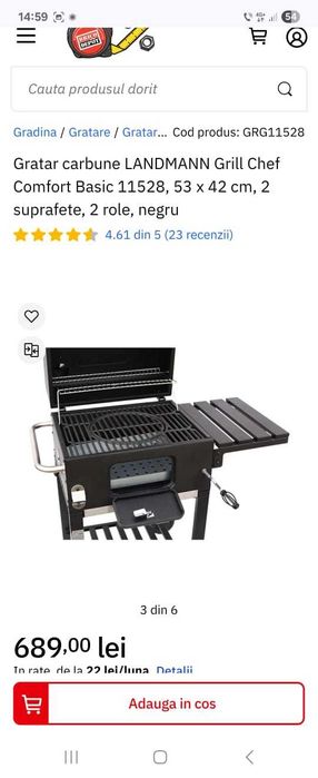 Grătar pe cărbuni Landmann Grill Chef Comfort Basic - stare excelentă
