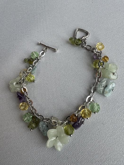Bratara din argint cu jad, peridot, ametist, citrin si zirconii