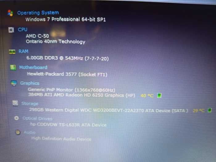 Laptop HP Compaq CQ57 AMD C50 | 6Gb RAM | 320Gb hdd