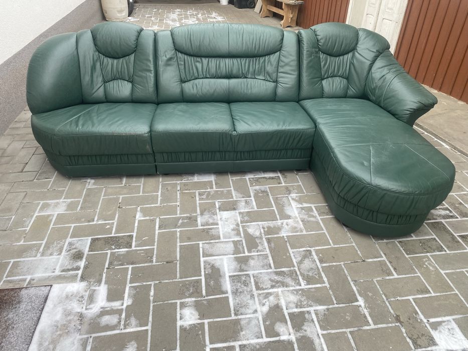 Colțar verde din piele naturală calitate foarte bună