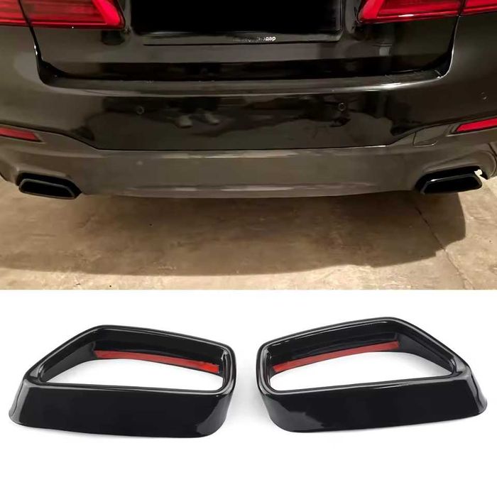 Ornamente Evacuari Tobe BMW G30 G31, Atasamente Evacuare Tips Tipsuri, Negru Lucios