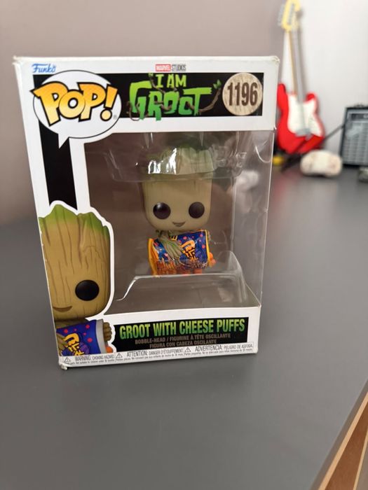 Funko Pop Groot with cheese puffs