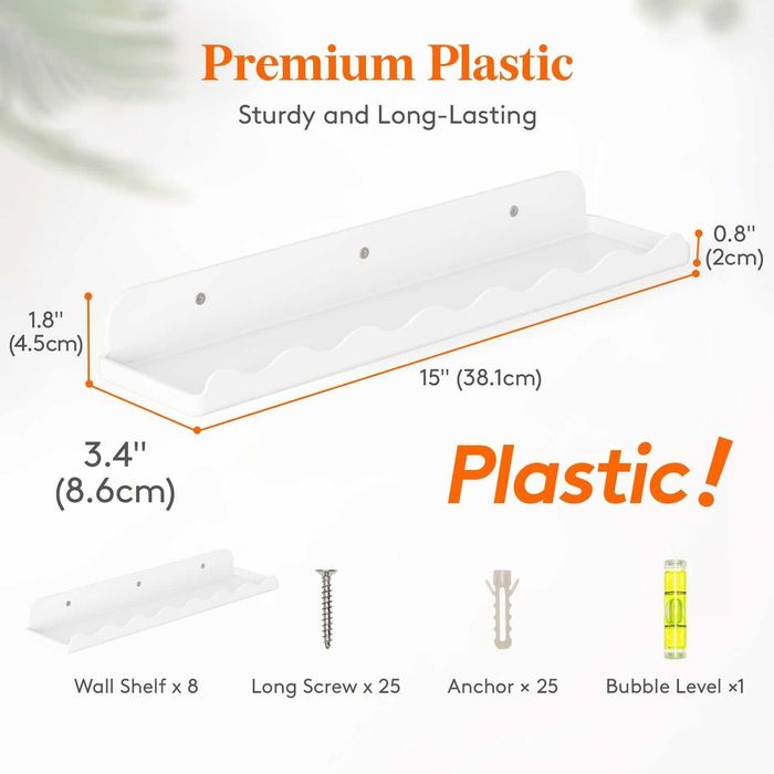 Rafturi suspendate plasic premium, Lifewit 38 x 8.6cm, set de 8