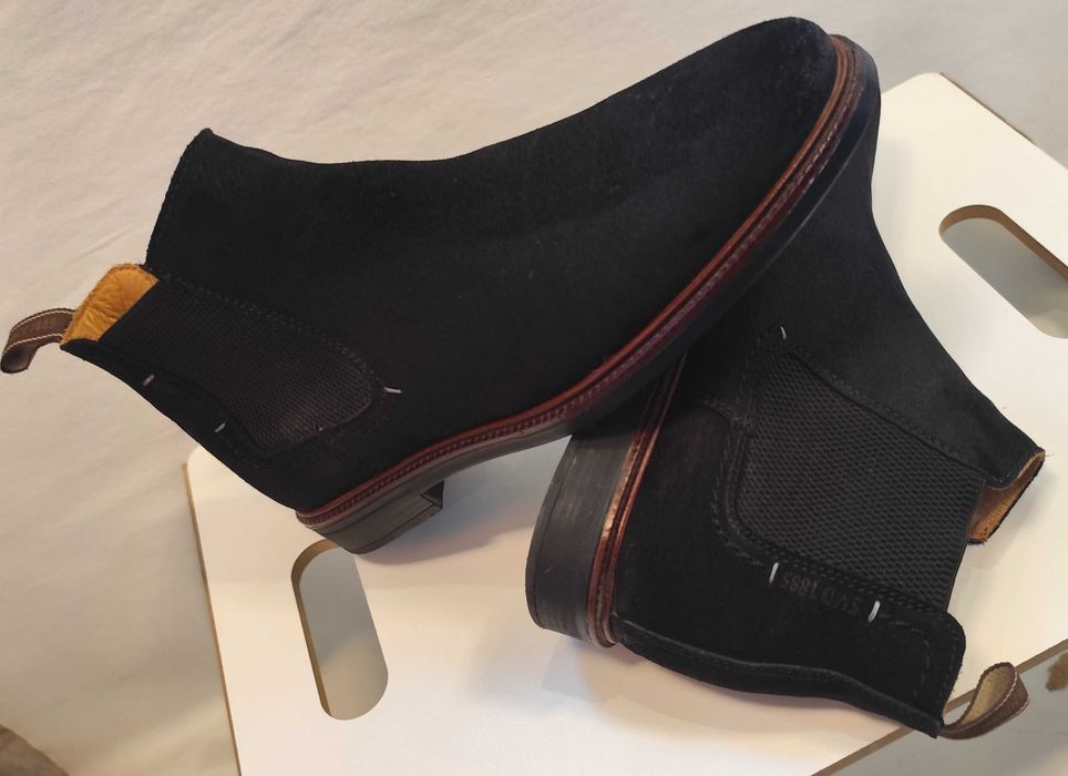 Ghete chelsea 41 plain toe Salamander piele naturala moale negru