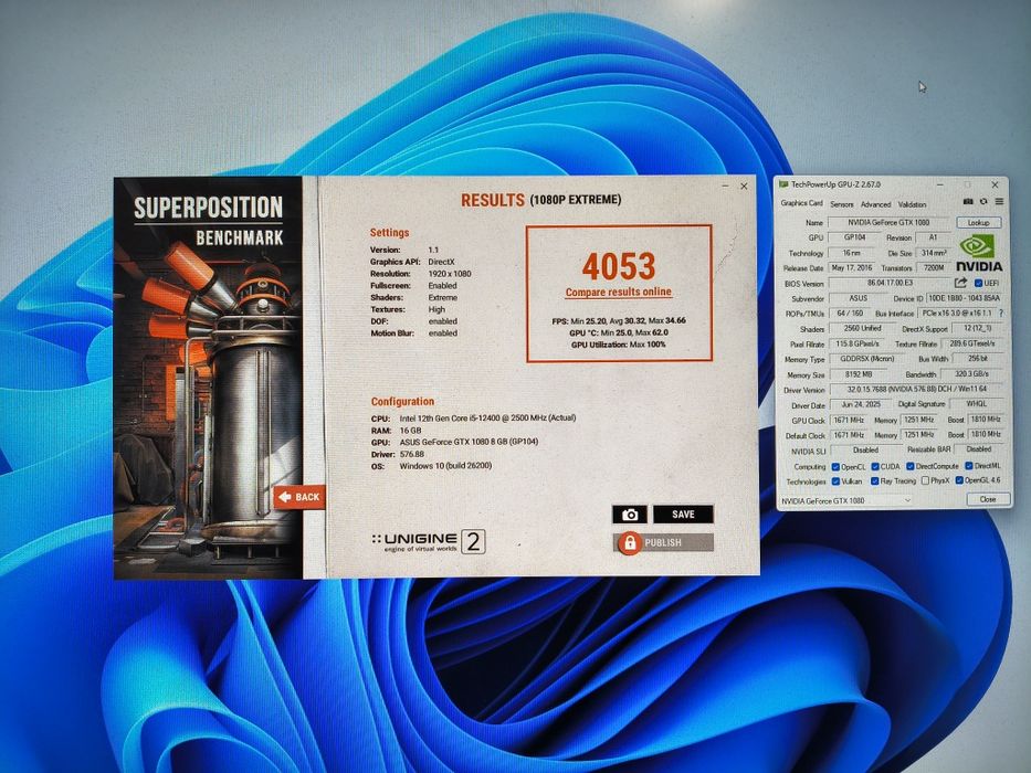 vand placa video gtx 1080 8gb asus strix full box second hand