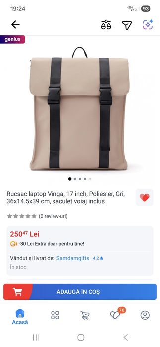 Rucsac laptop Vinga, 17 inch, Poliester, Gri, 36x14.5x39 cm