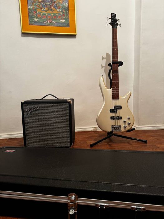 Ibanez Электро басс гитара+ басовый усилитель Fender+ жесткий кейс+акс