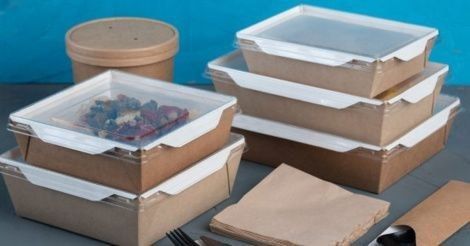 Одноразовые коробка  посуда крафт (онлине)