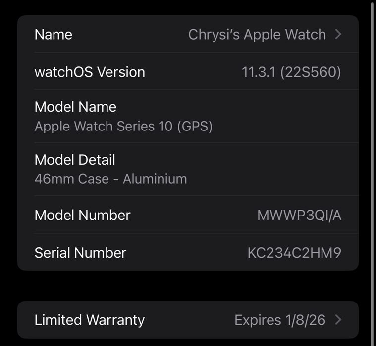 Apple Watch S10 46mm Aluminium Case S/M with Sport Band