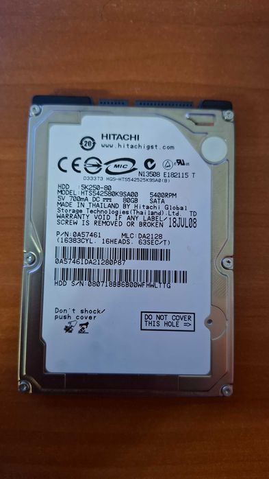 HDD 2.5inch Hitachi 80GB, 5400 rpm, Sata