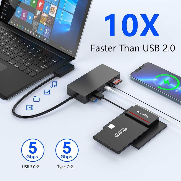 Microsoft Surface Dock - Троен дисплей (2 HDMI 4K + VGA), 12-в-1 докинг станция за Surface Pro