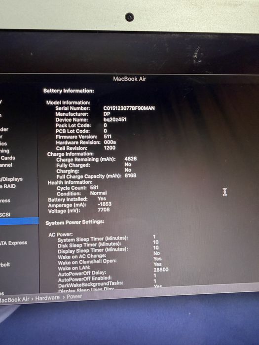 Vand macbook air 13 2015 i5 4gb ram ssd 256gb