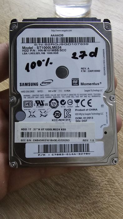 SAMSUNG HDD 1TB 2TA bor 100%