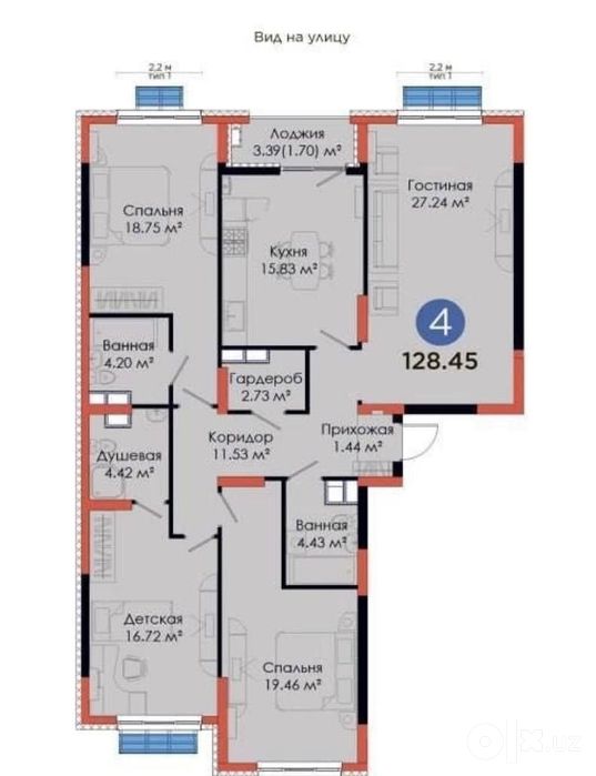 4-комнатная квартира 127 м², Алмазарский район, 4 этаж, ЖК NRG Jomiy