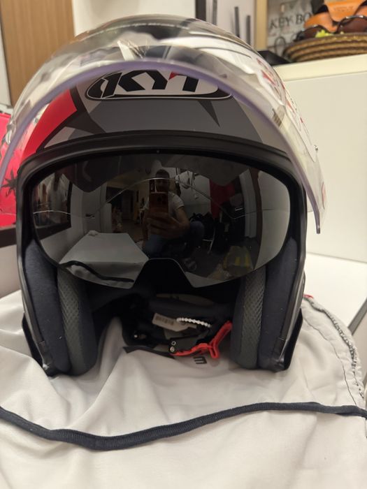 Casca moto scuter open face neon KYT Aleix 41 noua marime L M