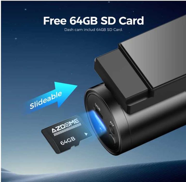 Camera Auto Bord GPS Wifi AZDOME M300S 4K + Camera Marsarier Card 64Gb