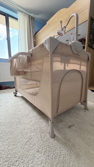 Бебешка кошара за сън Kinderkraft Joyfull 2 Beige