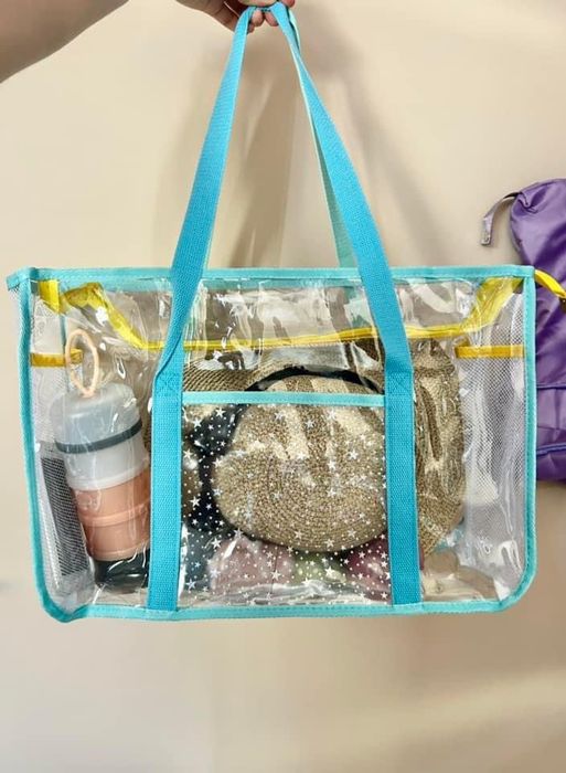 Прозрачна плажна чанта, чанта с ГОЛЯМ капацитет и с удобни презрамки