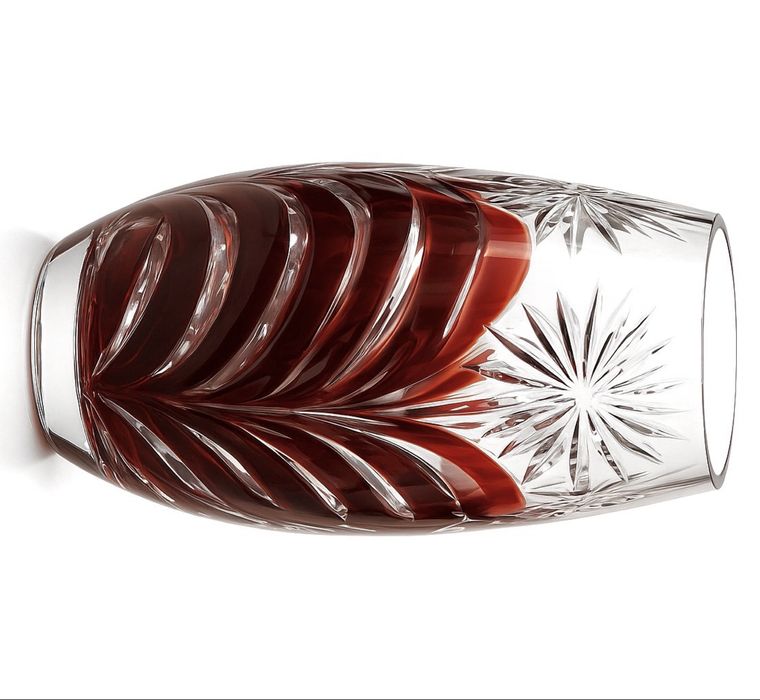 Нова Масивна Ръчно изработена Кристална ваза с Флорални мотиви