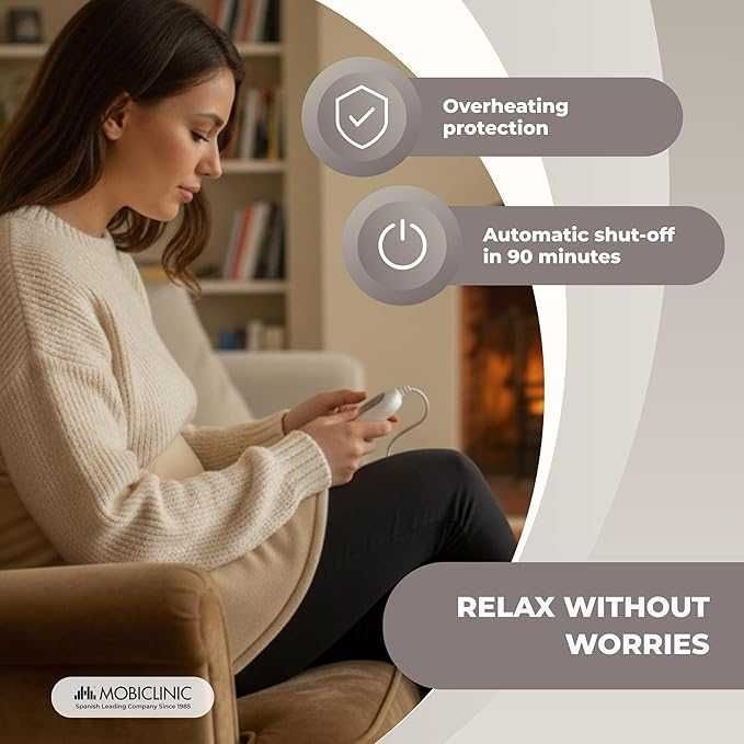 Mobiclinic Нагревателна подложка за врат и рамене Бежово, 62x60 перяща