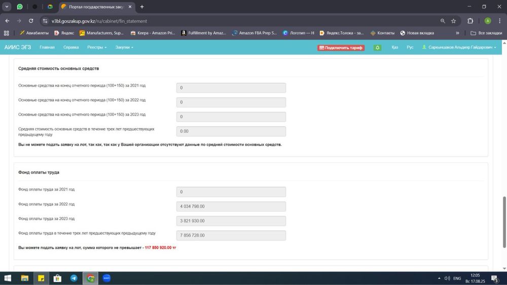 Продам ТОО для тендеров