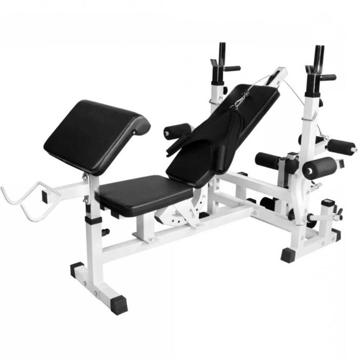 Set Complet Bancă Multifuncțională, Scripete, Greutăți 100 kg