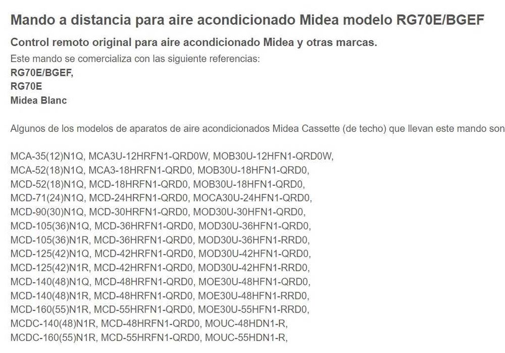 Midea дистанционно за климатик