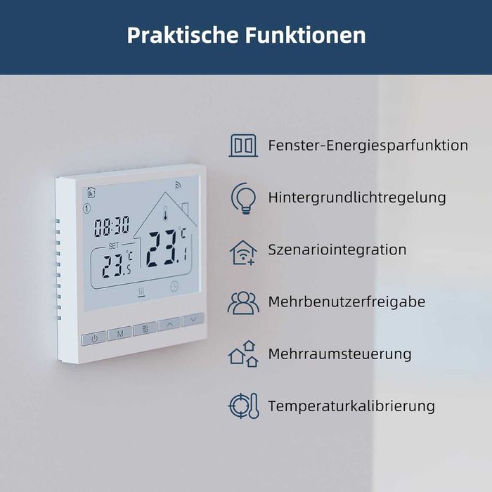 Termostat Beok TOL47WIFI-WP-WF/WP/WPB/WPB-CM/EP 3A,16A incalzire pardoseala,centrala termica,boiler gaz Smart Wireless WIFI Alexa Tuya