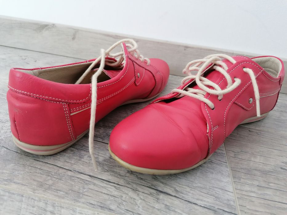 Pantofi de piele  roz  alții galbeni naturala nr 38