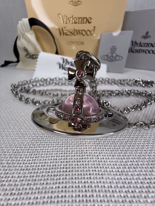 Colier VIVIENNE Westwood ”world’s end-giant orb” roz/argintiu, pietre