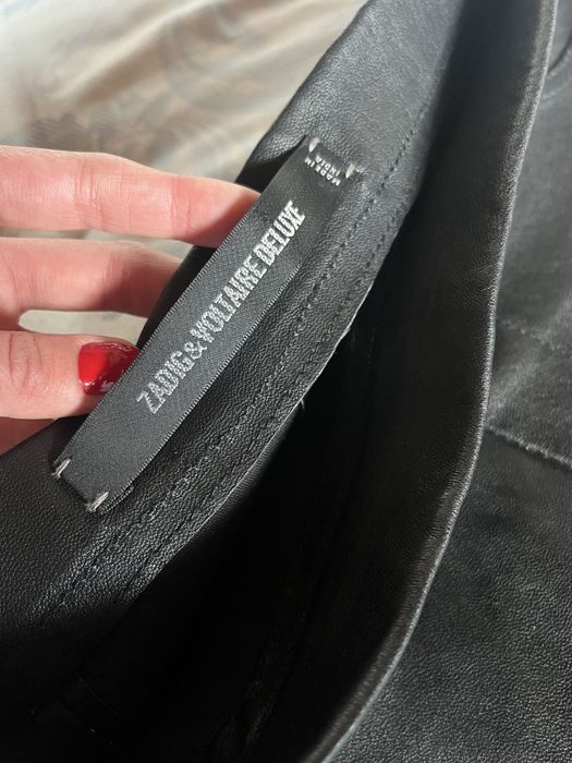 Zadig & Voltaire Deluxe, fustă neagră, 100% piele foarte fină de miel