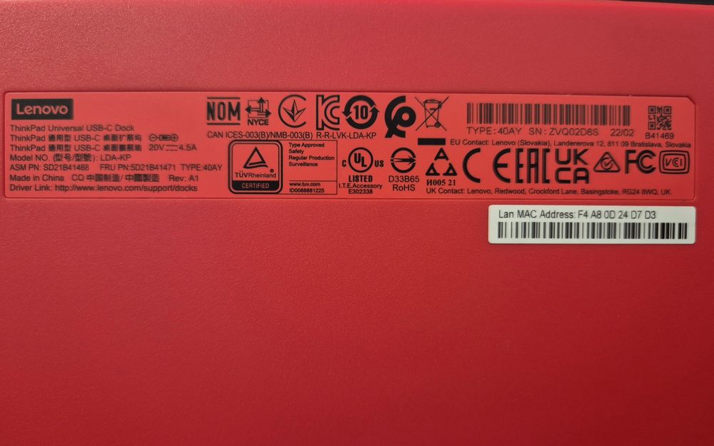 Docking Station Lenovo ThinkPad Universal LDA-KP