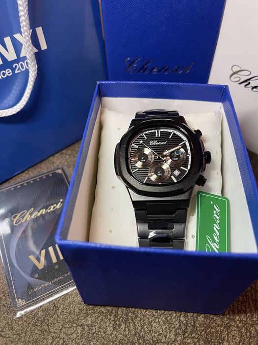 Chenxi Mattblack & Silver Chronograph Оригинал Комплект