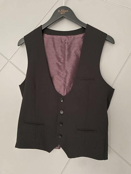 Costum 6AM CEREMONY ginere/mire negru cu doua randuri de nasturi