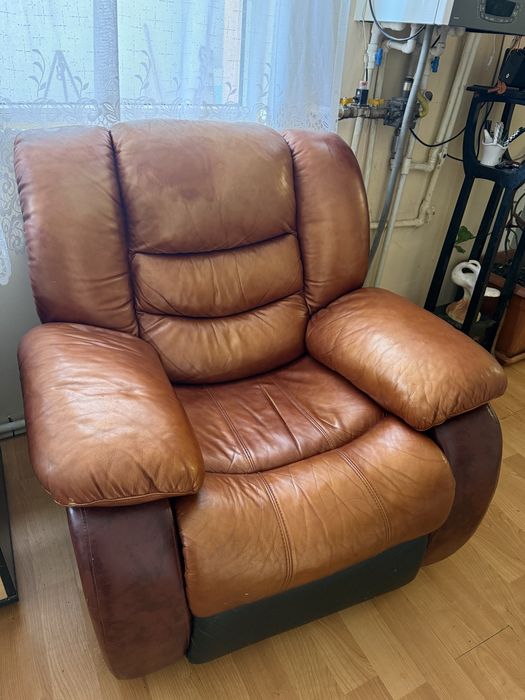 Fotoliu din piele extensibil 2 bucati