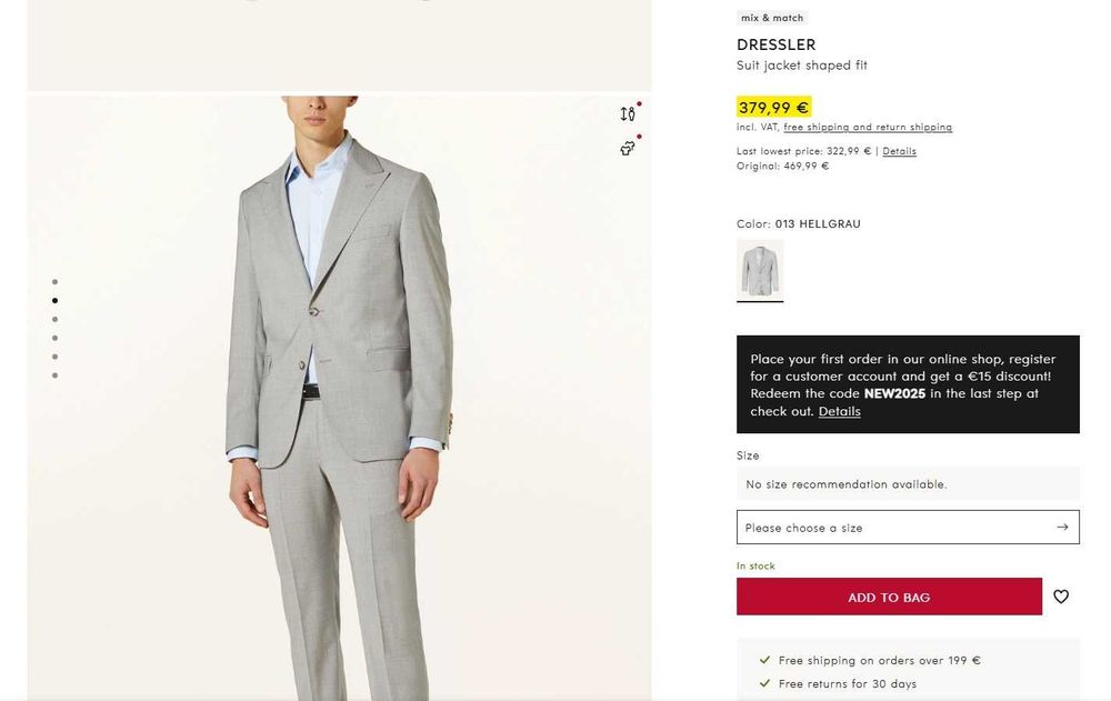 Sacou blazer slim 43 XL de lux Eduard Dressler lana Loro Piana moale