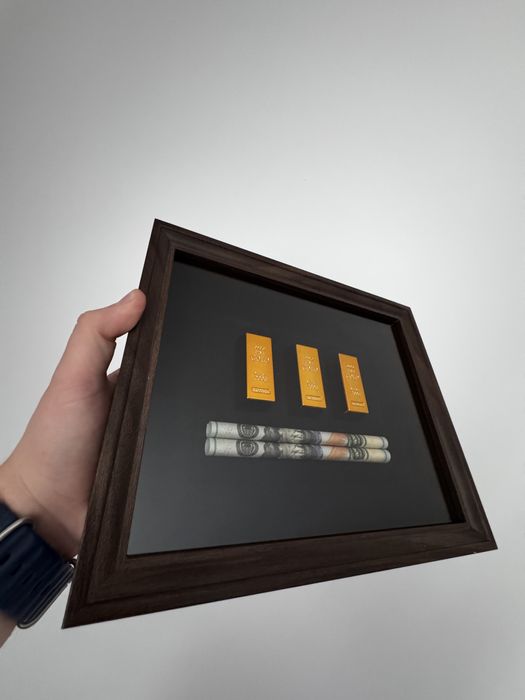 Tablou 3D decorativ – Lingouri aurii & dolari