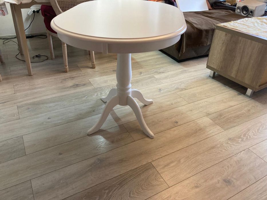 Masa alba clasica extensibila lemn masiv