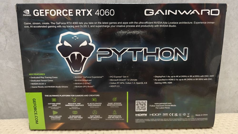 Видеокарта Gainward RTX 4060 Python II 8 Гб