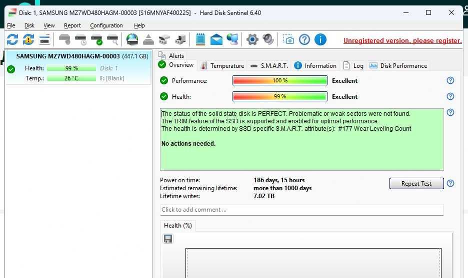 SSD Samsung SM843T 480GB SATA, отлично състояние