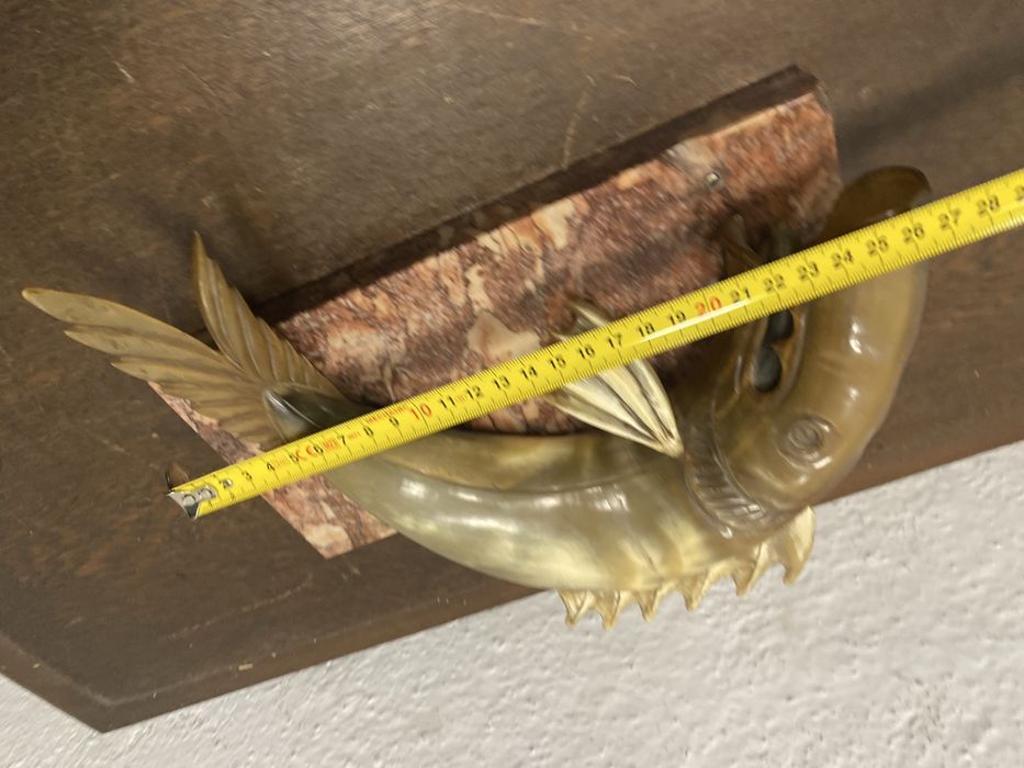 Винтидж фигура риба със скарида рог мрамор Италия 1970