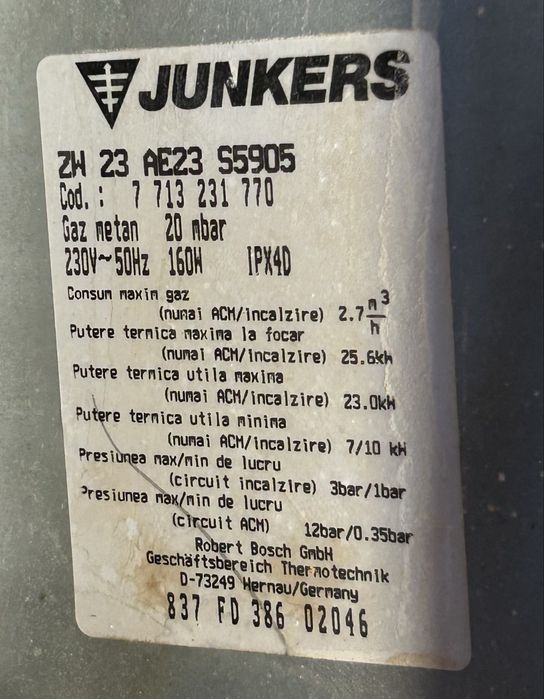 Centrala Junkers pentru piese